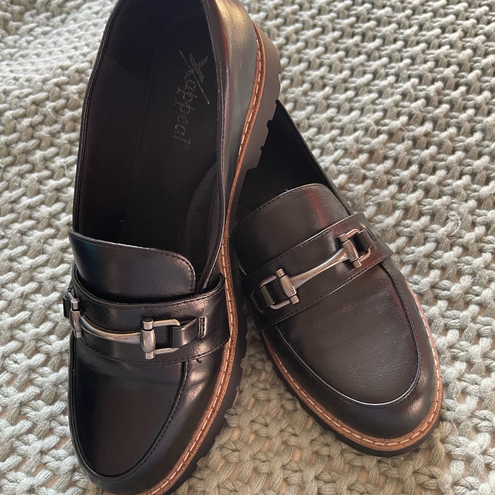 Xappeal Women's Black Loafers with Buckle Detail